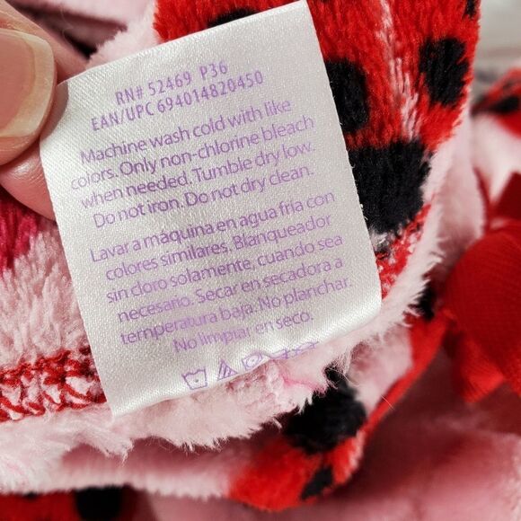 💜Secret Treasures Pink w/Red Ladybug Print Fleece Pajama Pants Medium - Picture 9 of 9
